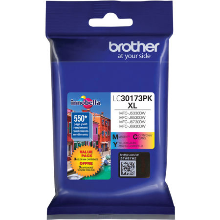 Brother Cyan/Magenta/Yellow High Yield Ink Cartridge Set, 550 Page Yield, 3 Pack