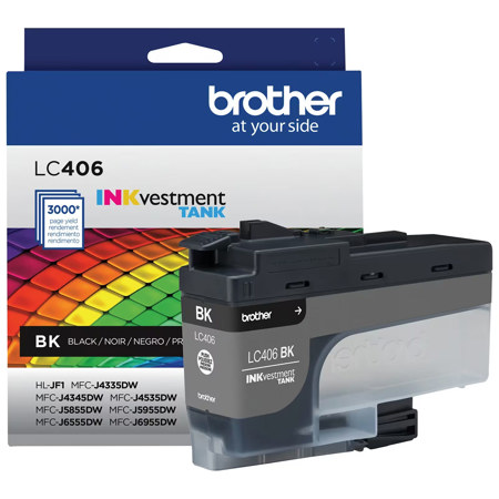 Brother LC406 Genuine INKvestment Tank Ink Cartridge Black Standard Capacity Single