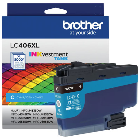 Brother LC406 Genuine INKvestment Tank Ink Cartridge Cyan High Capacity Single