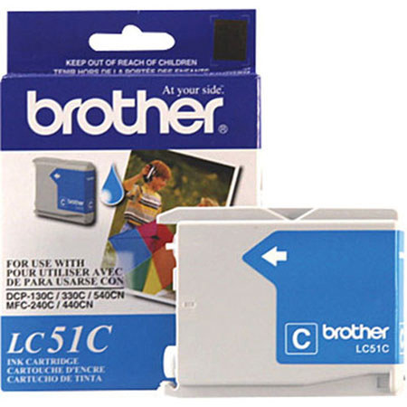 Brother LC51C Cyan Ink Cartridge, 400 Page Yield