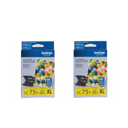 Brother 2x LC75Y Innobella XL High Yield Yellow Ink Cartridge, 600 Page Yield