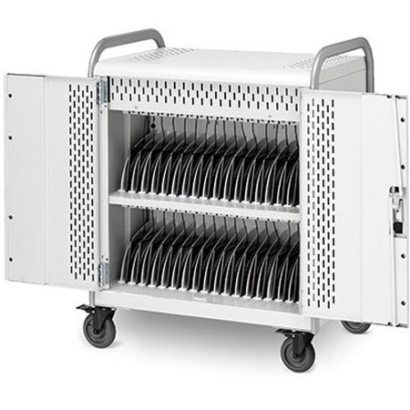 Bretford Pulse M MDMTAB36BP 36-Unit Storage and Charge Cart with Removable Back Plate, 90 Degree Outlets