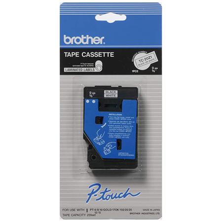 Brother 9mm (0.35") Black on White Tape