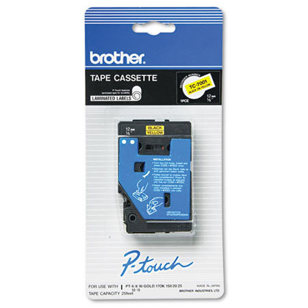 Brother 0.47" Black on Yellow Tape for P-Touch (25.26ft)