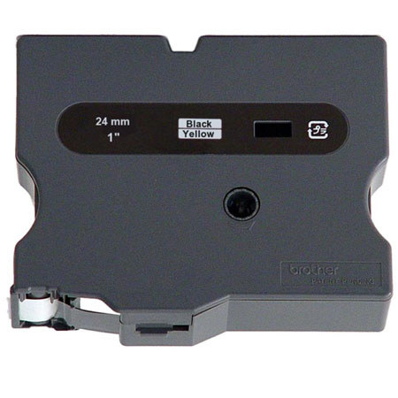 Brother 24mm (0.94") Black on Yellow Laminated Tape for P-Touch Label Printers, 15m (50') Tape Length
