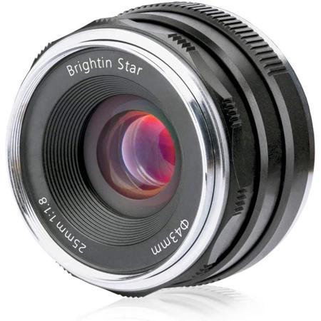 Brightin Star 25mm F1.8 APS-C Classic Fixed Focus Lens for Sony E Cameras, Black