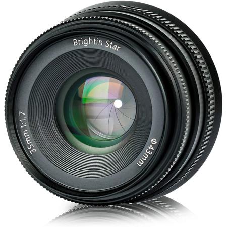 Brightin Star 35mm F1.7 APS-C Aperture Focus Lens for Fuji X Cameras, Black