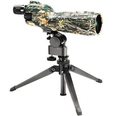 Bushnell Spacemaster 60mm Straight View Spotting Scope Camo Kit with 15-45x Zoom Eyepiece, Table Top Tripod and Backpack Carry Case