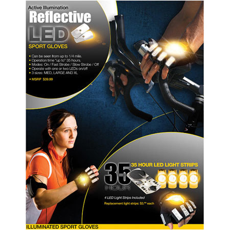Brite Strike Active Illumination Reflective Sport Gloves, X-Large