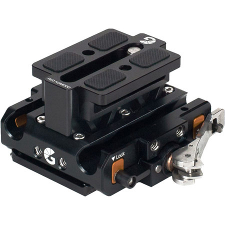 Bright Tangerine LeftField QR Baseplate with Standard Riser and ARRI Dovetail Plate for RED KOMODO