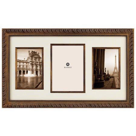 Burnes of Boston Tacita, 8" x 30" Wood Picture Frame for Three 4x6" Photographs, Color: Gold