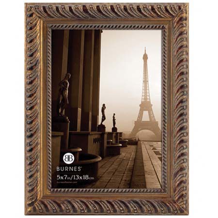 Burnes of Boston Tacita, Wood Picture Frame for a 5x7" Photograph, Color: Gold,