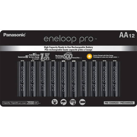 Panasonic Eneloop Pro AA 1.2V 2550mAh Rechargeable Ni-MH Battery, 12-Pack