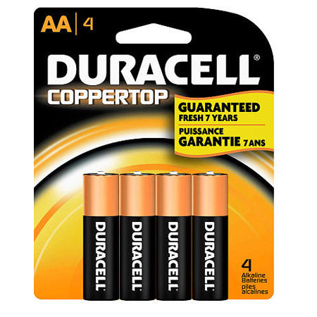 Duracell AA Battery, 1.5 Volt Alkaline, Pack of 4