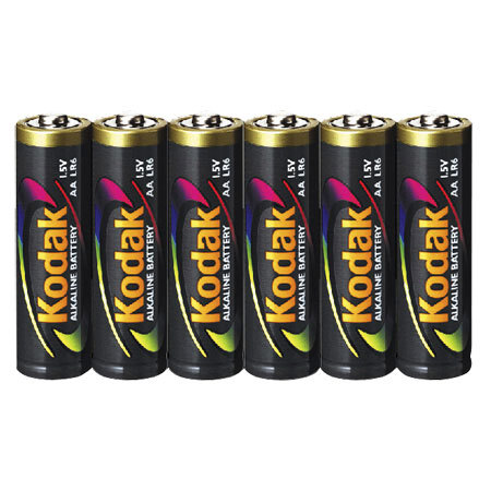 Kodak AA Batteries, 1.5 volt Alkaline, Pack of Six.