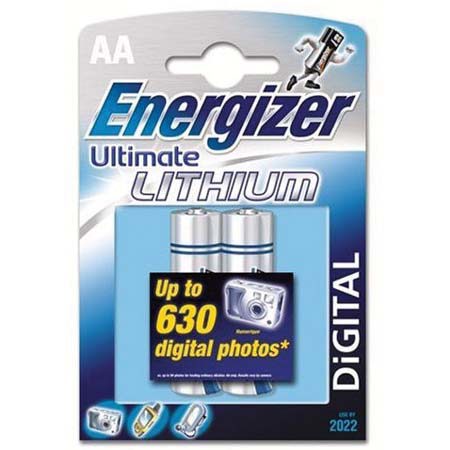 Energizer Ultimate AA Batteries, 1.5 volt Lithium, Pack of Two.