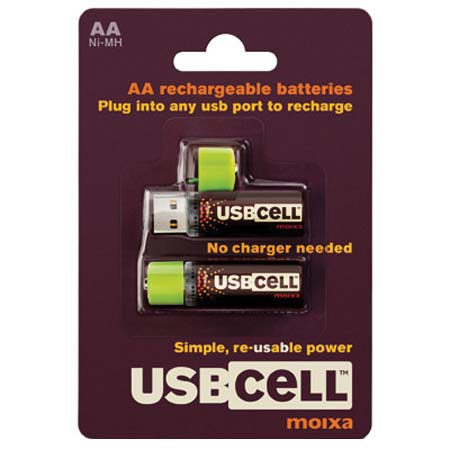 USBcell AA 1300mAh NiMH Rechargable Batteries, 2 Packs