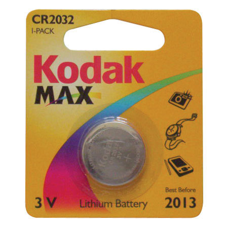 Kodak Max CR2032 Button Battery, 3.0 Volt Lithium