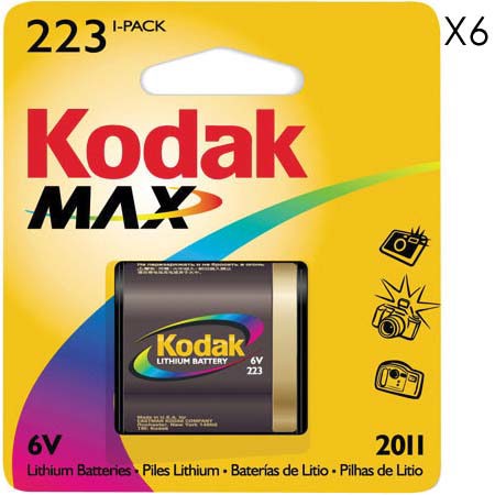 Kodak CRP2 Batteries, 6.0V Lithium, Pack of 6, (223)