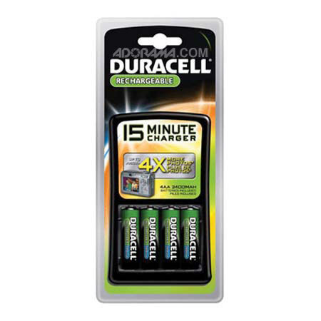 Duracell 15 Minute Charger, 4 AA 2000mAh NiMH Batteries