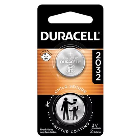 Duracell CR2032 3V 225mAh Lithium Coin Battery, 2-Pack