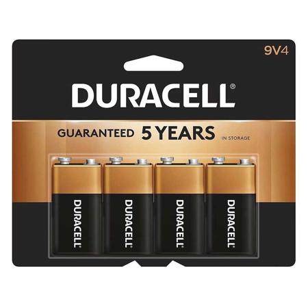 Duracell CopperTop 9 Volt Alkaline Battery, 4-Pack