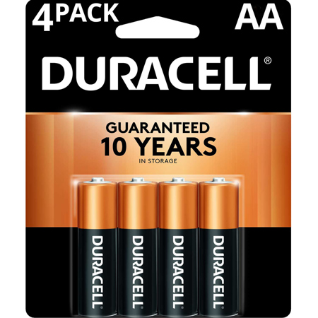 Duracell CopperTop AA Alkaline Battery, 4-Pack