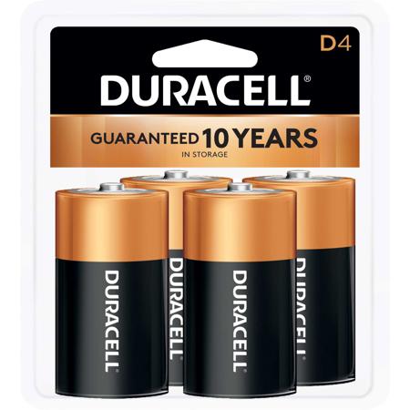 Duracell CopperTop D Alkaline Battery, 4-Pack