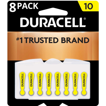 Duracell 1.4V Size 10 Zinc Air Hearing Aid Battery, 8-Pack