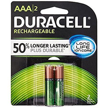 Duracell Rechargeable AAA NiMH Battery, 2 Pack