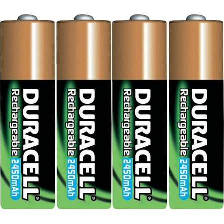 Duracell AA NiMH Batteries, 2450 mAh, Pack of 4