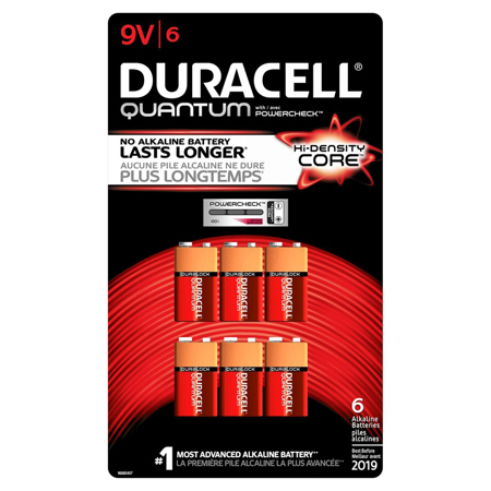 Duracell Quantum 9-Volt Alkaline Batteries, 6 Pack