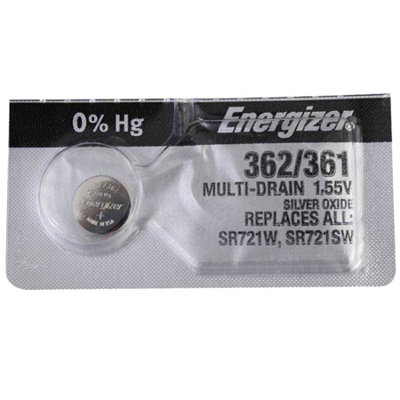 Energizer 362 1.5V Zero-Mercury Silver Oxide Battery for Watches, Toys, Glucose Monitors and Calculators