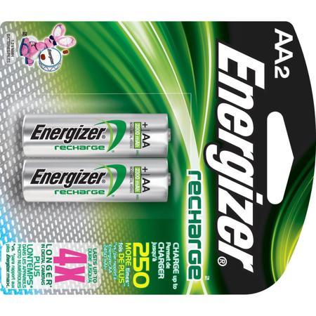 Energizer AA 1.2V 2300mAh Rechargeable NiMH Battery, 2-Pack