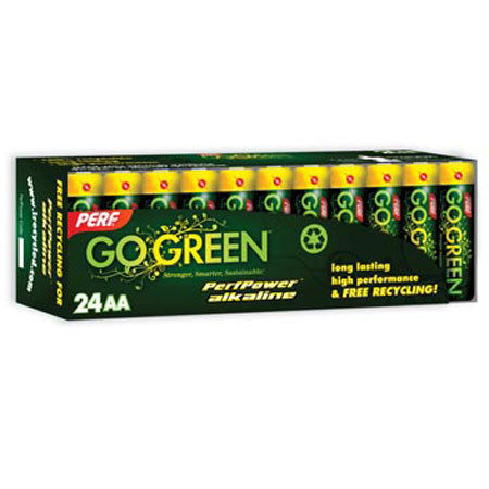 Perf Go Green AA Alkaline Batteries, Pack of 24