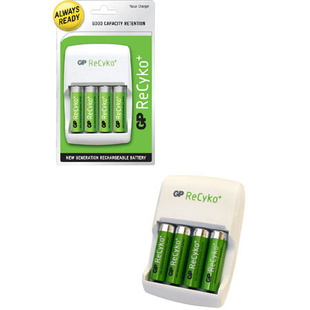 GP Recyko Value Charger with 4 AA NiMH Batteries