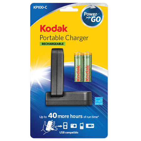 Kodak KP100 Portable Battery Charger, 2AA Batteries