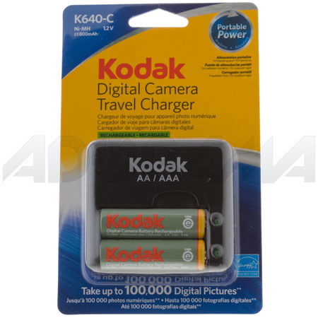 Kodak K640 Travel Battery Charger, 2 1800mAh Batteries