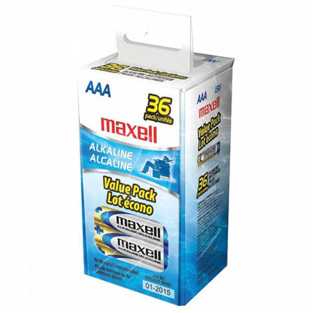 Maxell AAA 1.5V Alkaline Battery, 36-Pack
