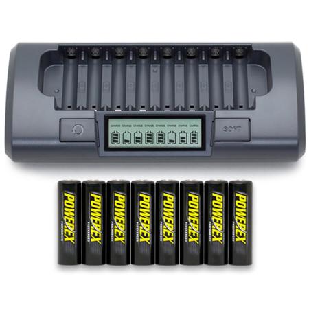 Maha MH-C800S 8-Cell Smart Charger & 8x Powerex Precharged AA 2600 mAh Batteries with Case