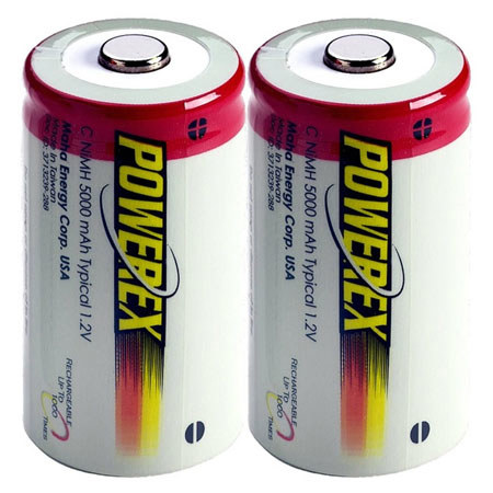 Maha PowerEx MH-2C500 "C" 5000mAh NiMH Rechargeable Batteries, 2 Pack