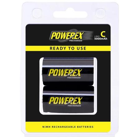 Maha Powerex Precharged 1.2V 5000mAh Rechargeable C Ni-MH Battery, 2-Pack