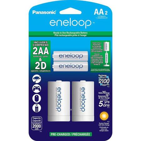 Panasonic Eneloop AA 1.5V 2000mAh Rechargeable Ni-MH Battery, 2-Pack  K-KJS1MCA2BA