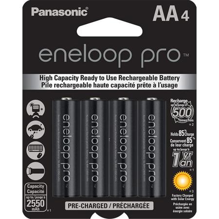 Panasonic Eneloop Pro AA 1.2V 2550mAh Rechargeable Ni-MH Battery, 4-Pack  BK-3HCCA4BA