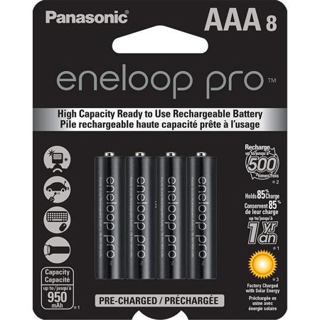 Panasonic Eneloop Pro AAA 950mAh Rechargeable NiMH Battery, 500 Recharge Cycles, 8-Pack