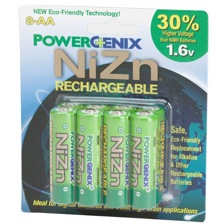 PowerGenix Rechargable NiZn AA Batteries, 8-Pack
