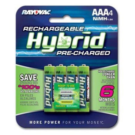 Rayovac Hybrid AAA NiMH Rechargeable Battery, Pack of 4