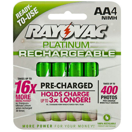 Rayovac Platinum 2100mAh AA NiMH Batteries, 4-Pack