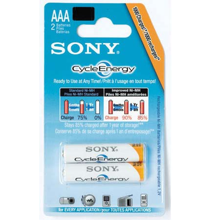 Sony 2-Cycle Energy Blue AAA 800mAh NiMh Batteries