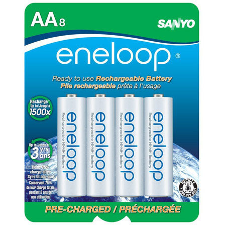 Sanyo New Eneloop AA Rechrgbl NiMH 1900mAh Batteries(8)